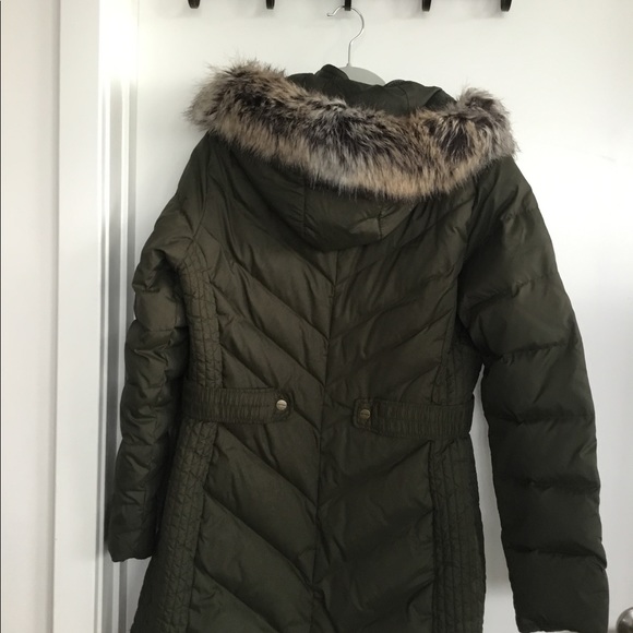 Larry Levine Green Faux Fur Hooded coat$130 Size L - Picture 4 of 6